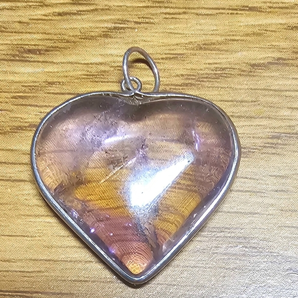 Purple resin art silver heart charm for necklace 💜 - Picture 2 of 5